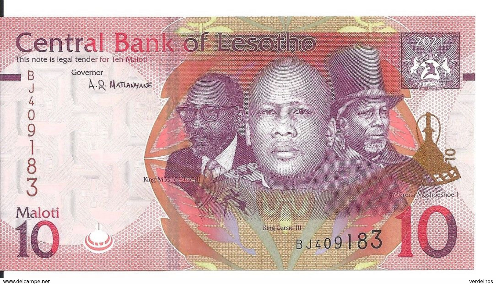 LESOTHO 10 MALOTI 2021 UNC P New - Lesoto