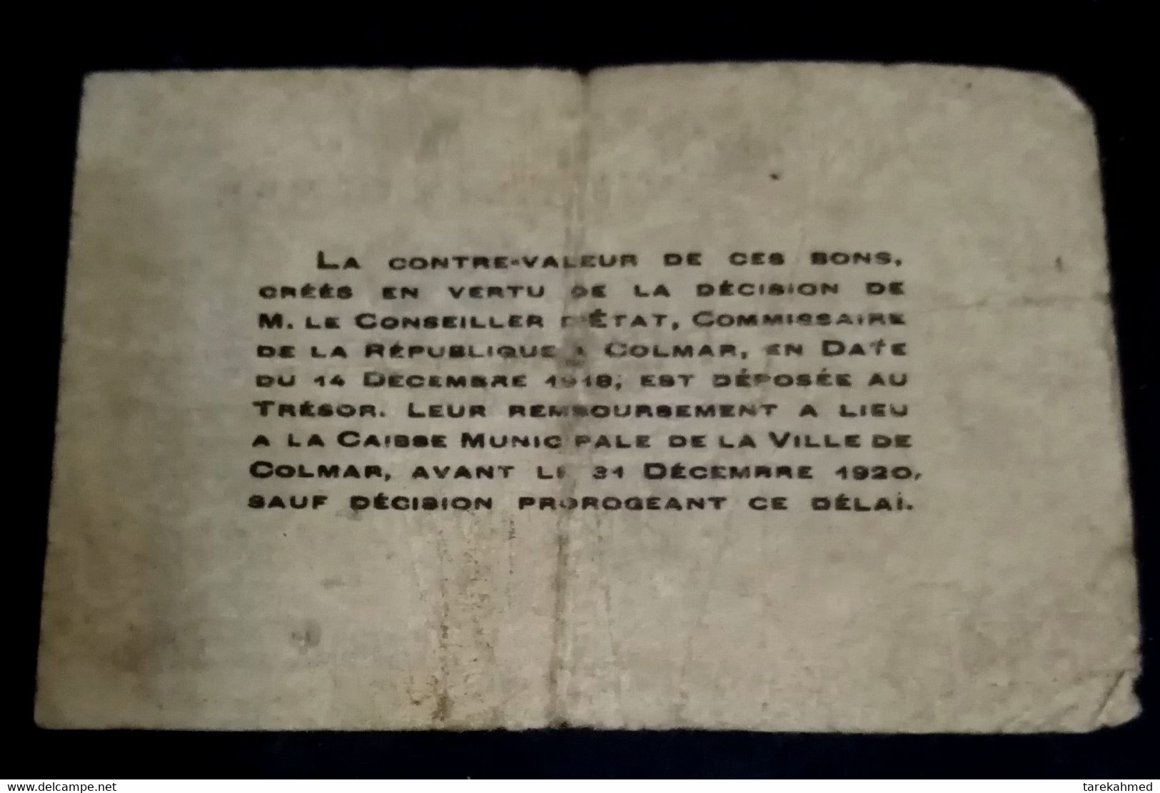 VILLE DE COLMAR , 50 CENTIMES,  1920 - Chambre De Commerce