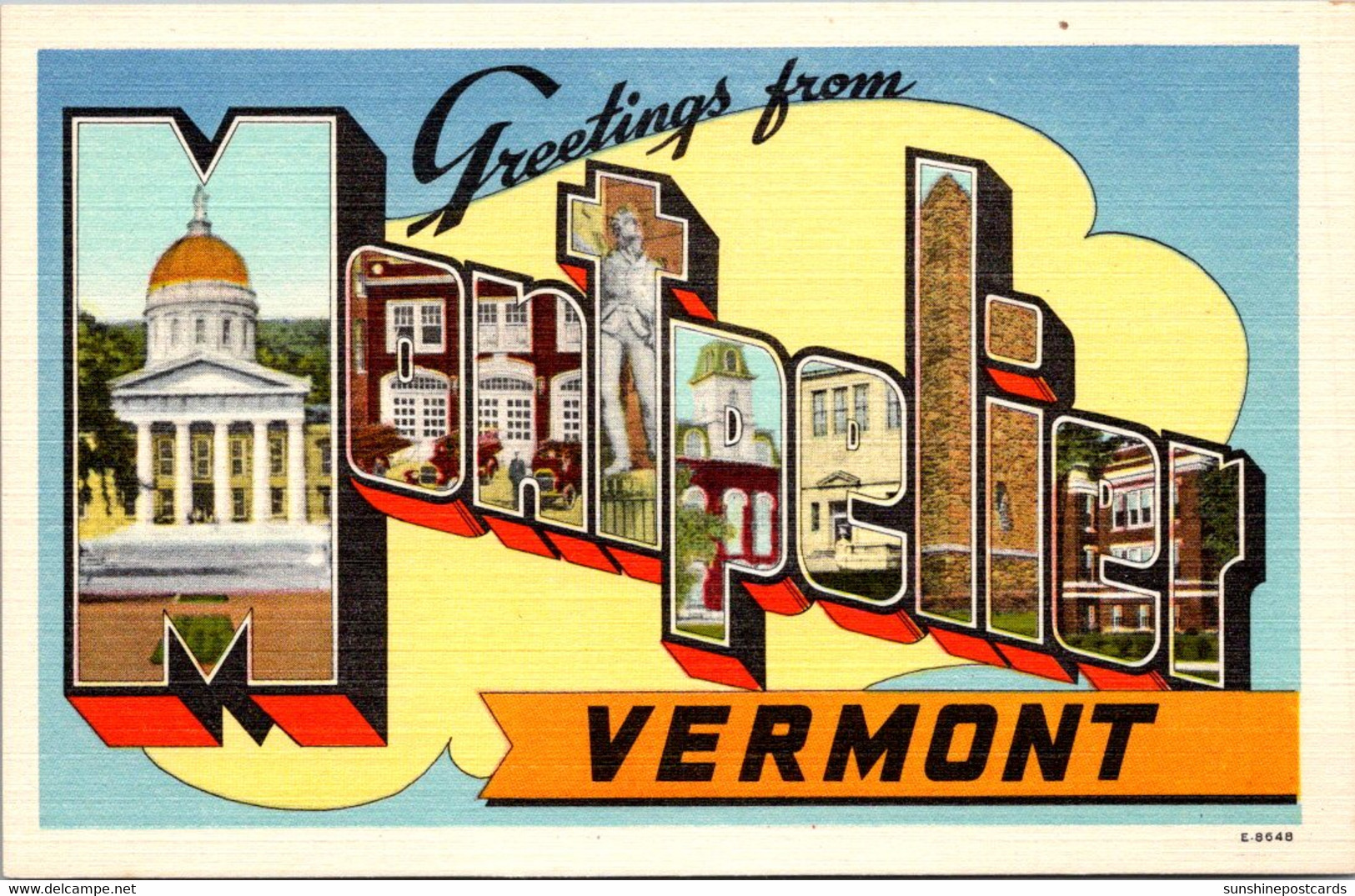 Vermont Greetings From Montpelier Large Letter Linen - Montpelier