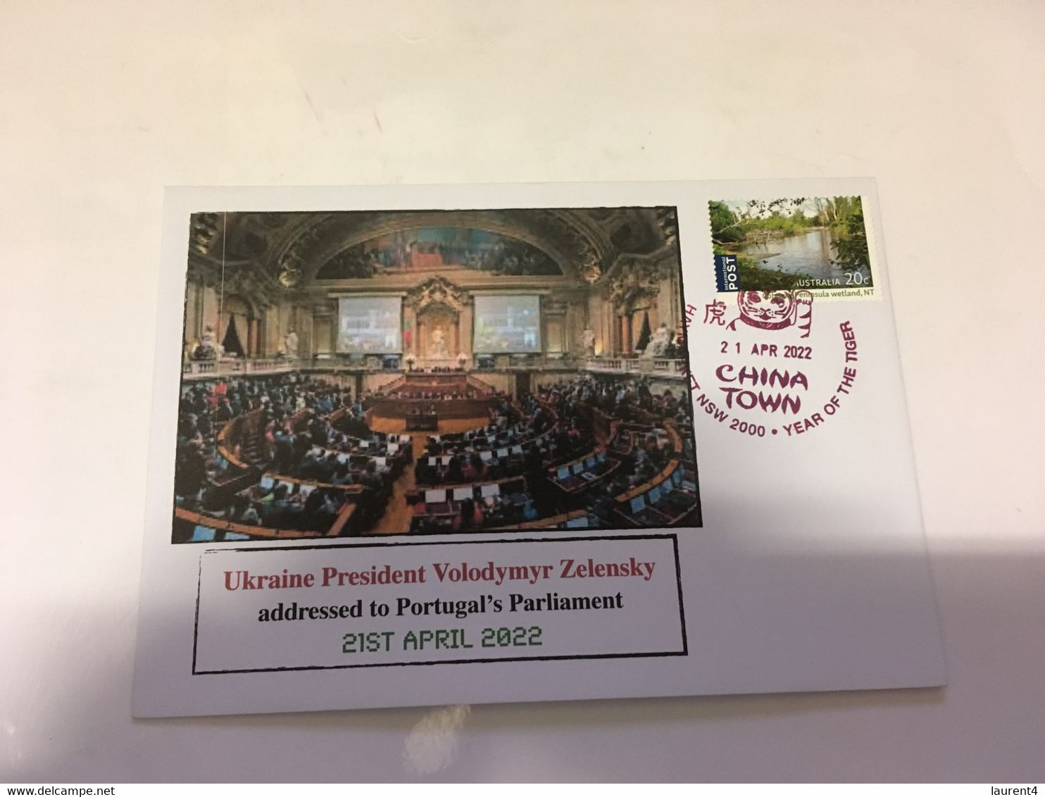 (3 H 40) UKRAINE President Address To Portugal Parliament (21st April 2022) With OZ Stamp - Brieven En Documenten