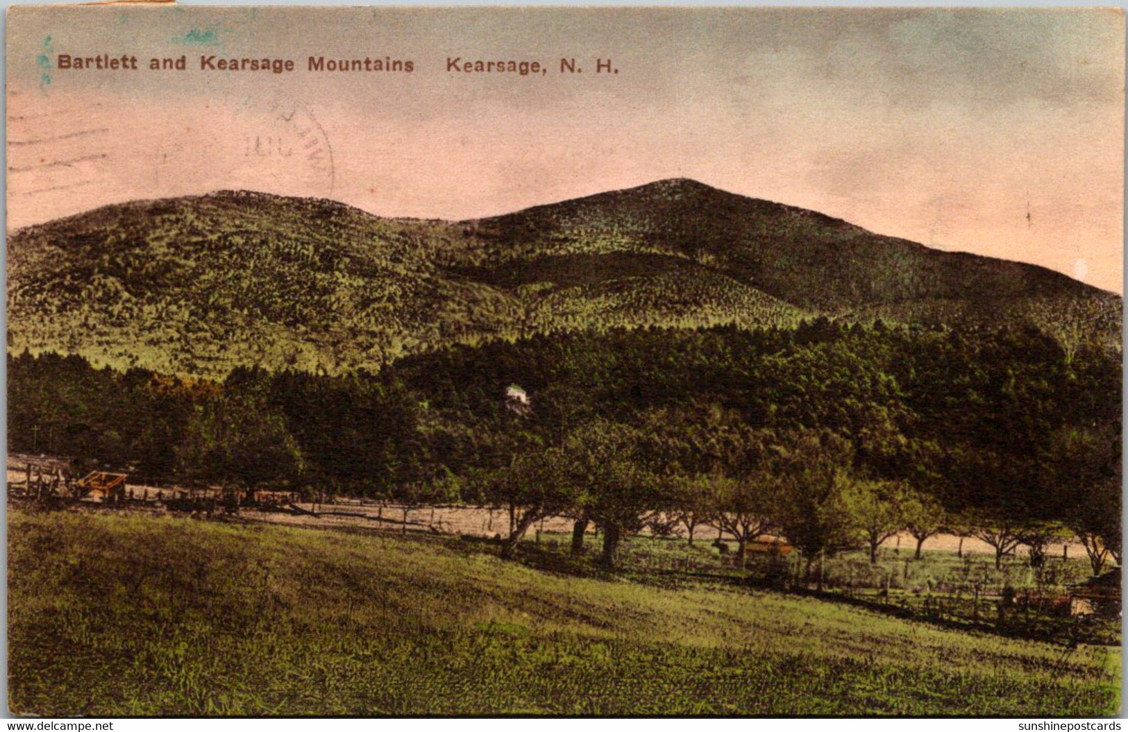 New Hampshire Kearsage Bartlett And Kearsage Mountains 1946 Handcolord Albertype - White Mountains