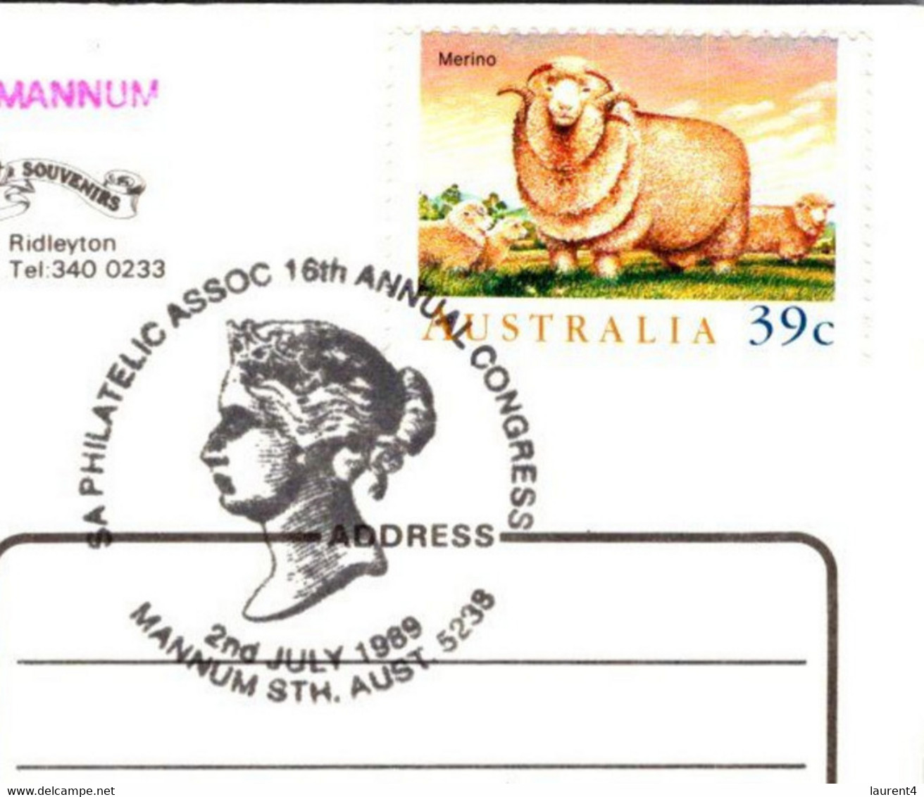 (3 H 41) Australia - SA - Murray River Mail (with Special Postmark On Merino Shhp Stamp) PS Proud Mary - Otros & Sin Clasificación