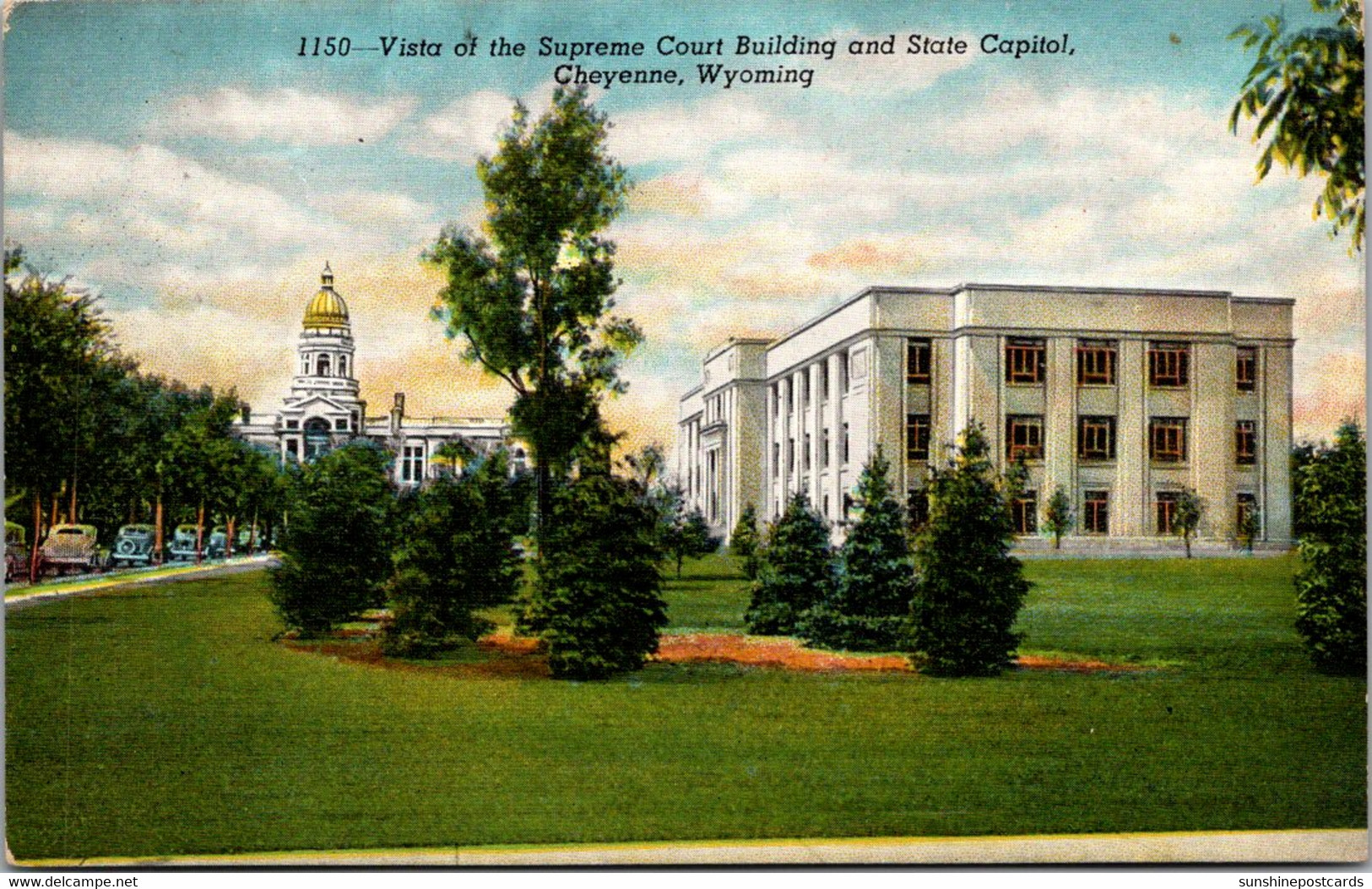 Wyoming Cheyenne Vista Of Supreme Court Building And State Capitol Curteich - Cheyenne