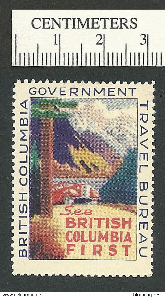 B68-56 CANADA See British Columbia First Tourist Stamp MLH - Privaat & Lokale Post