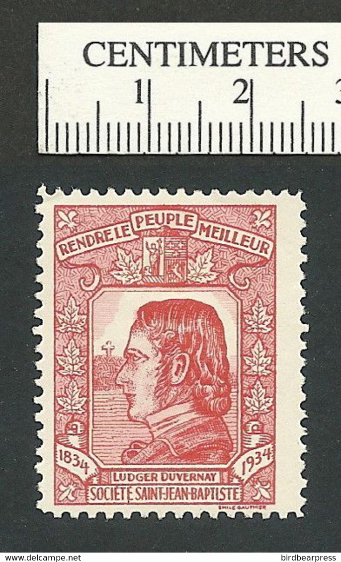 B68-68 CANADA Societe St-Jean-Baptiste SSJB 02a MH Duvernay Red - Viñetas Locales Y Privadas