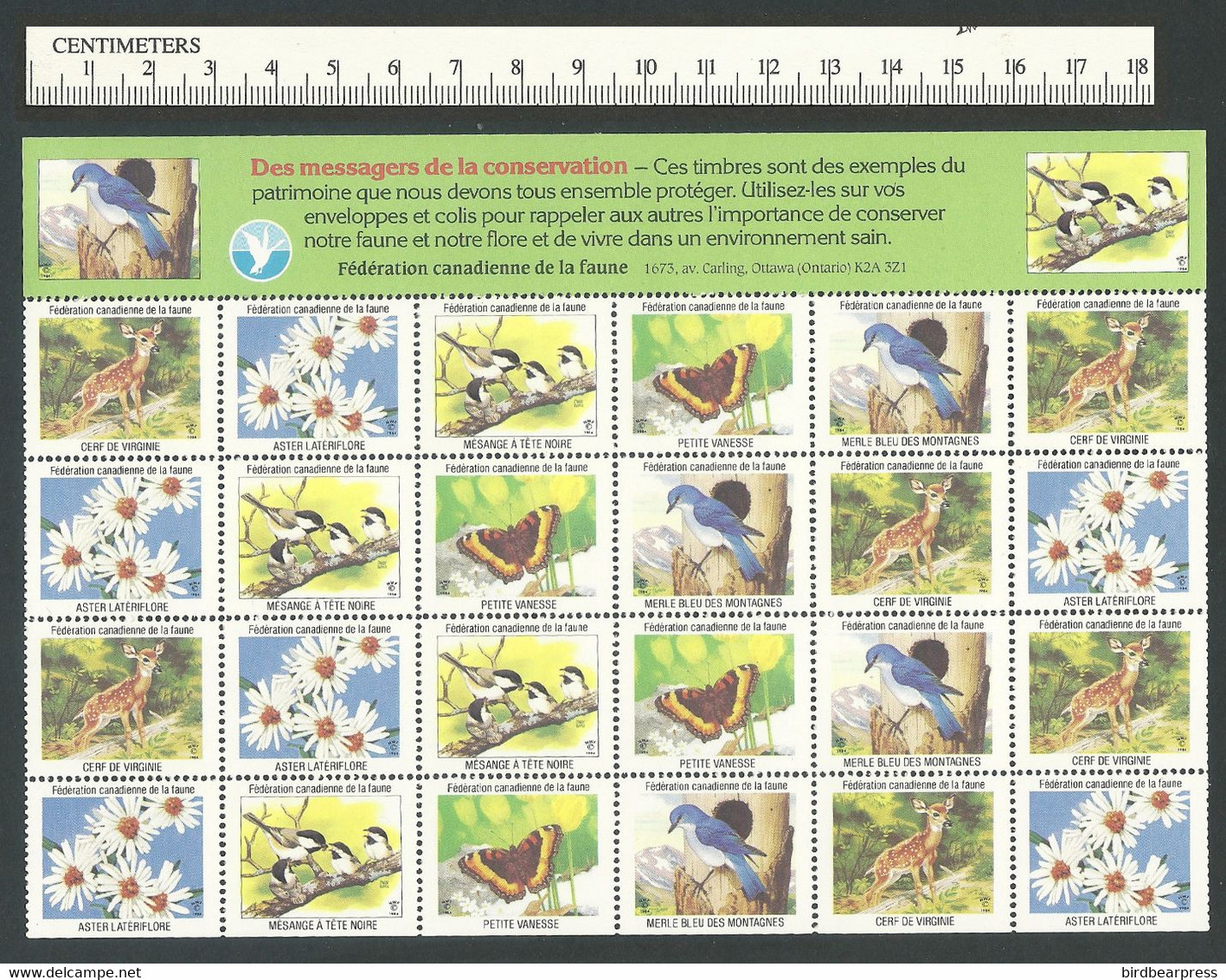 B69-37 CANADA Canadian Wildlife Federation Nature Seals Sheet 1985 MNH French - Vignettes Locales Et Privées