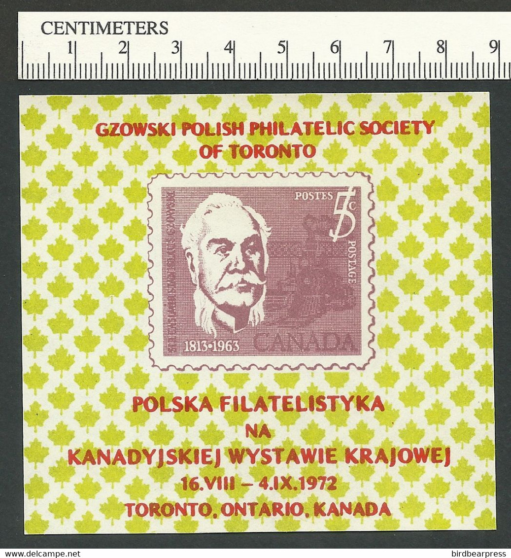 B69-46 CANADA 1972 Toronto Gzowski Polish Philatelic Society Sheet 1 MNH - Local, Strike, Seals & Cinderellas