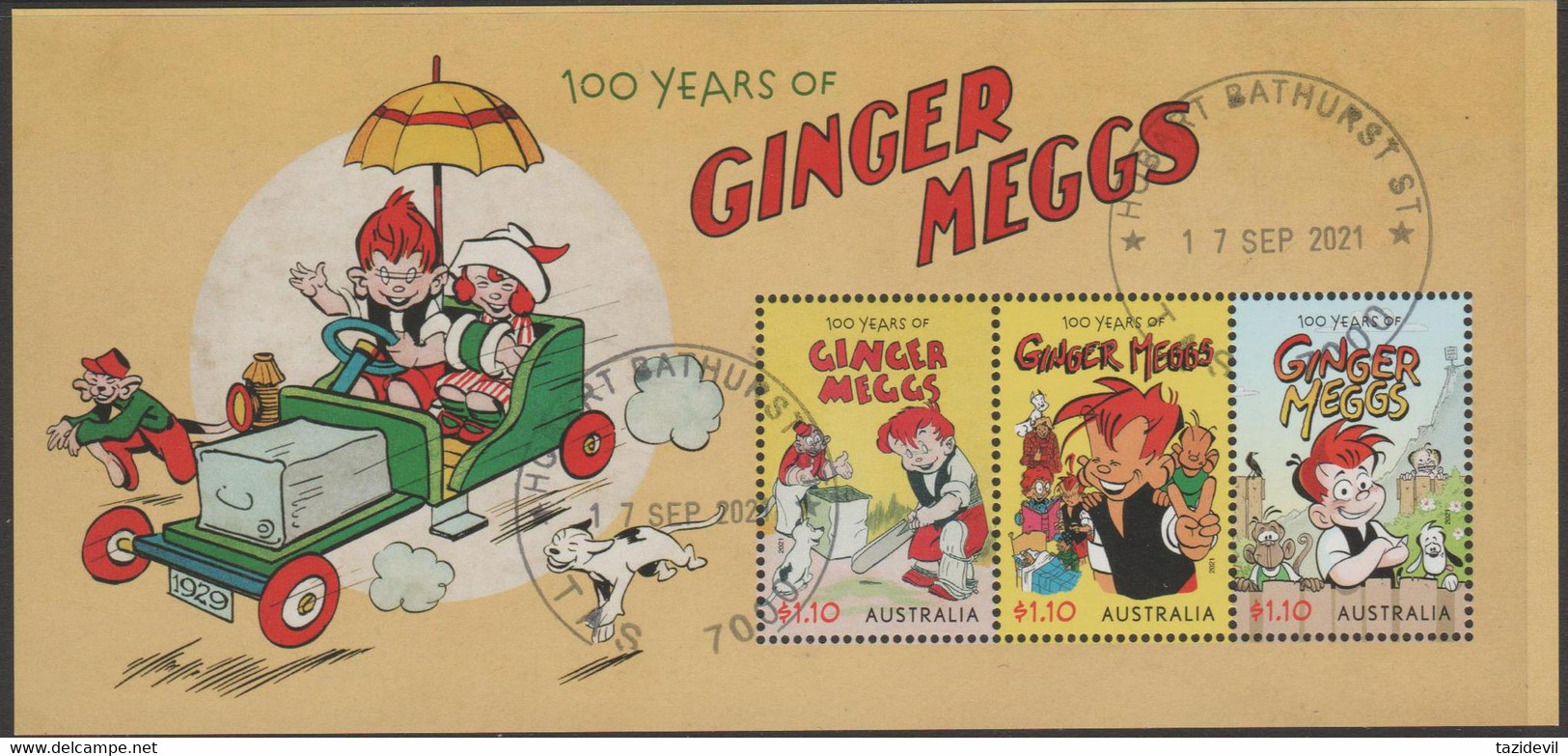 AUSTRALIA - USED 2021 $3.30 100 Years Of Ginger Meggs - Comic Strip Character Souvenir Sheet - Oblitérés