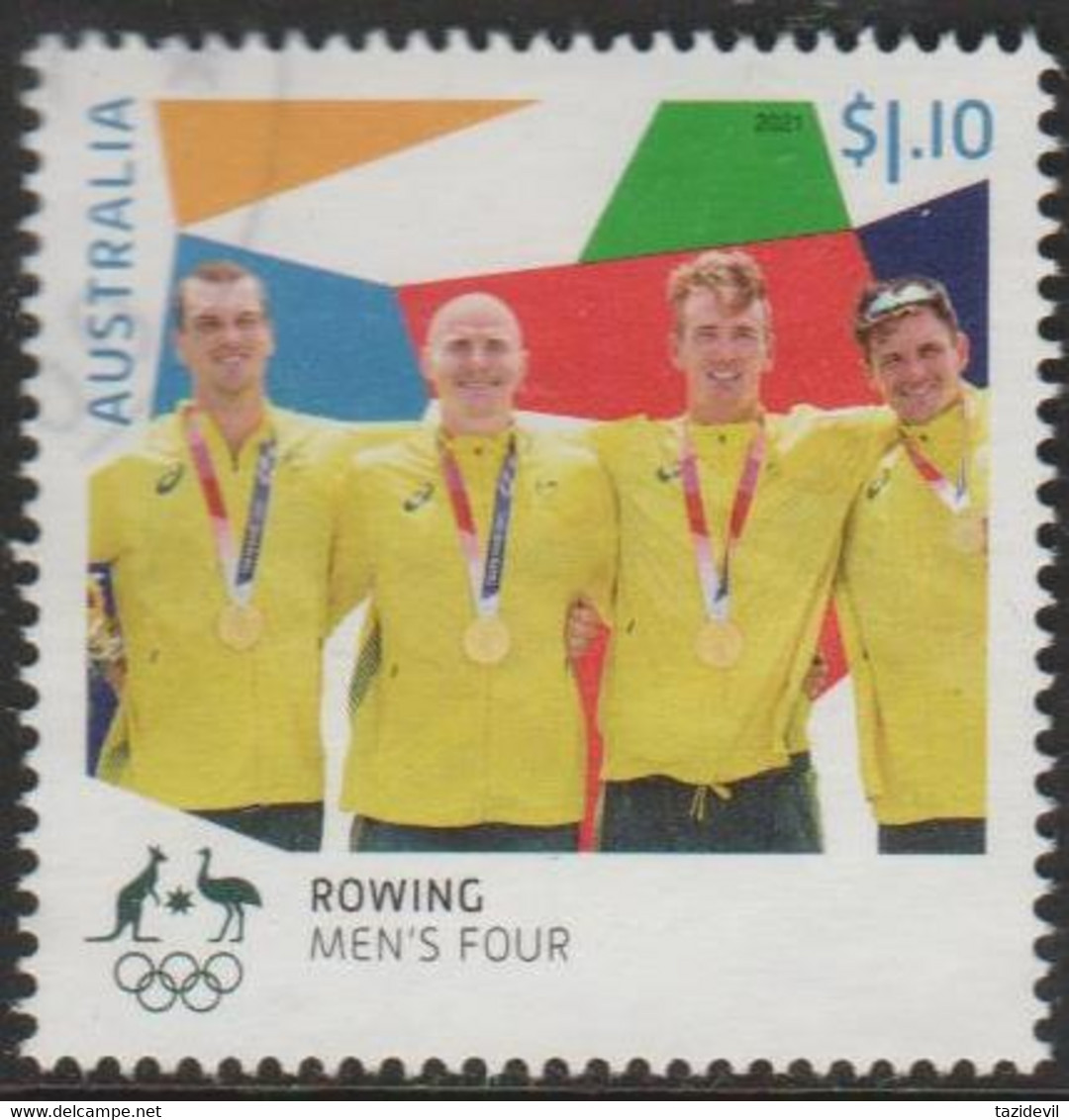 AUSTRALIA - USED 2021 $1.10 Tokyo Olympic Games Gold Medal Winners - Rowing Men's Four - Oblitérés