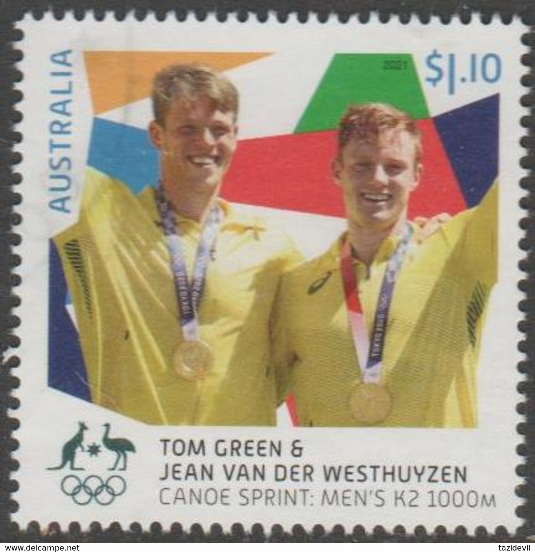 AUSTRALIA - USED 2021 $1.10 Tokyo Olympic Games Gold Medal Winners - Canoe Sprint: Men's K2 1000M - Oblitérés
