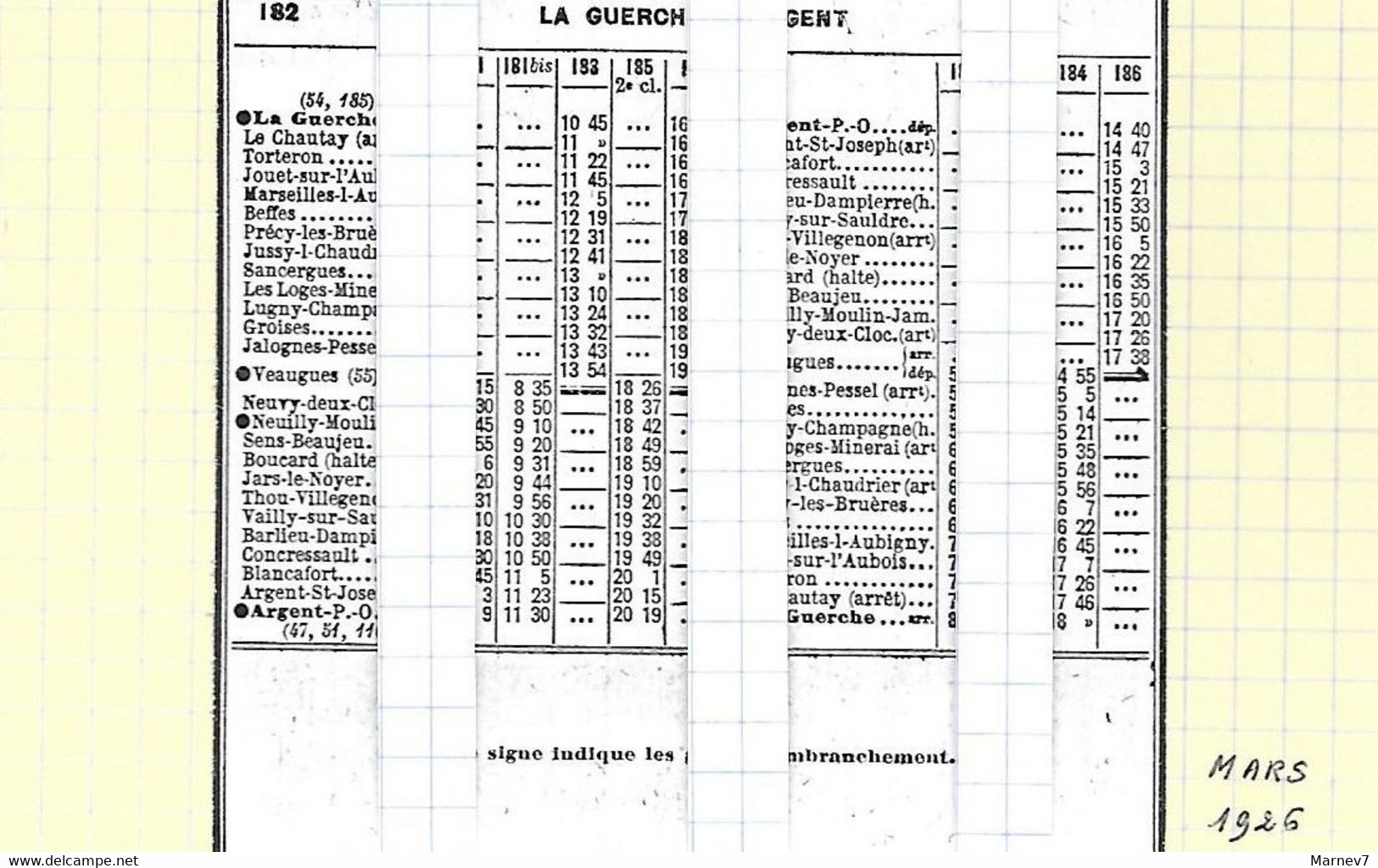 18 Cher - Horaire Horaires Trains Chemins Fer Ligne économique De La Guerche à Argent - E - Chaix - Mars 1926 - Train - Europe