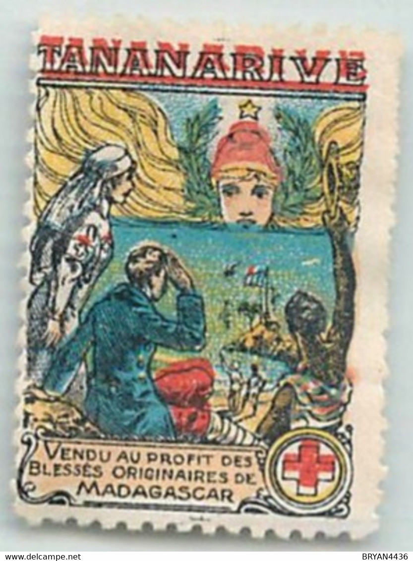 CROIX ROUGE - TANANARIVE - SOUTIEN GUERRE BLESSES ORIGINAIRES MADAGASCAR -TIMBRE DELANDRE - PEU COURANT- TRES BON ETAT - Croix Rouge