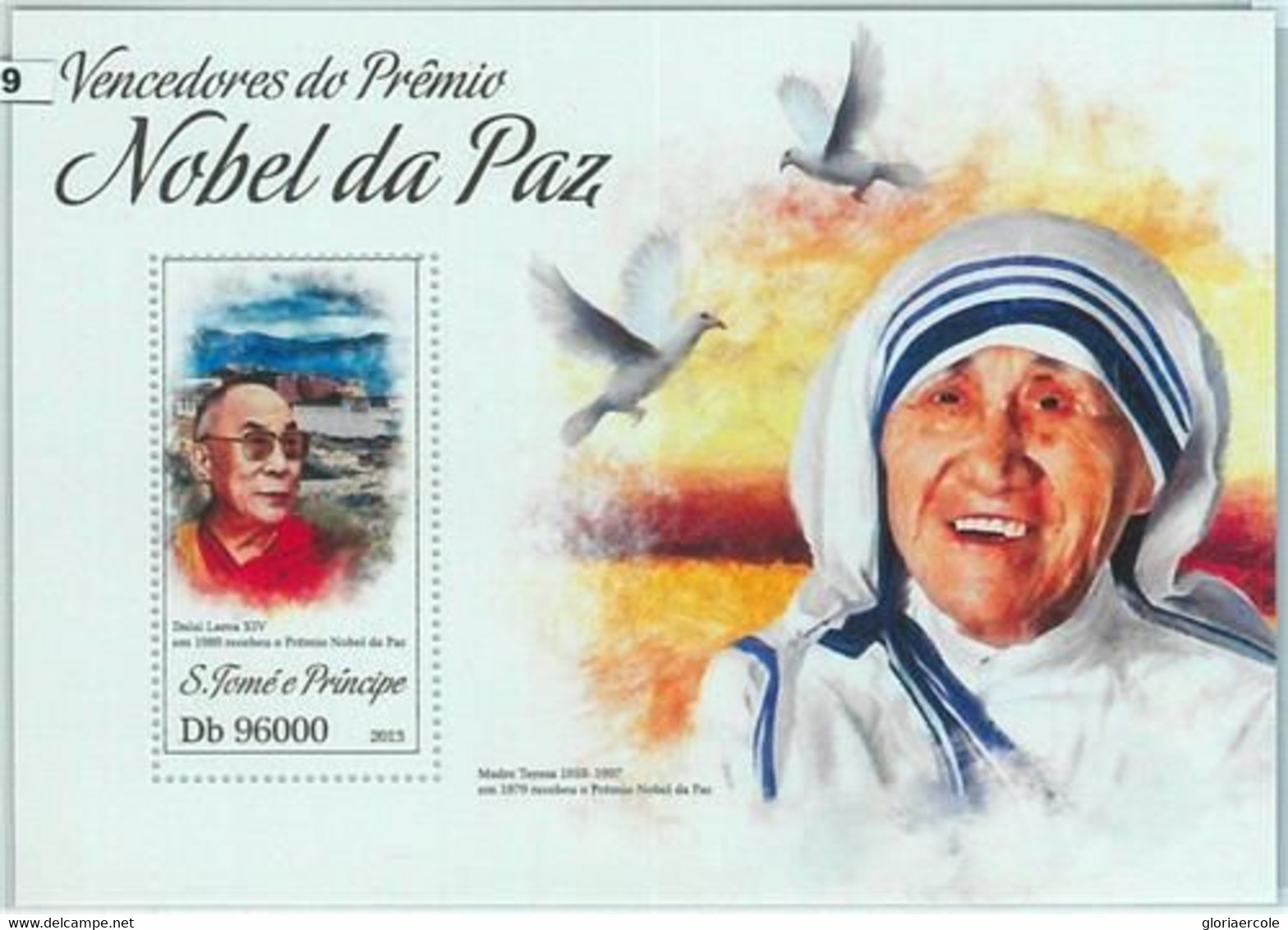 M1619 - S TOME & PRINCIPE, ERROR, 2013 MISPERF Stamp SHEET: Nobel Mother Theresa - Madre Teresa