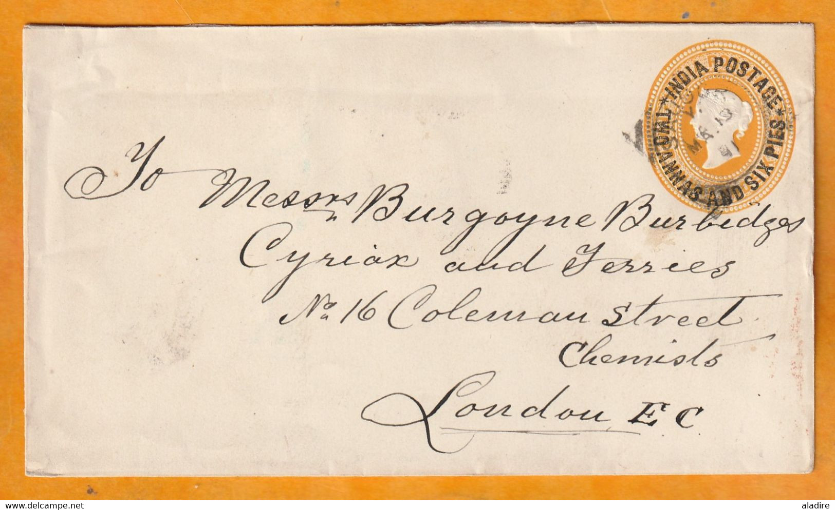 1891 - QV - Entier Postal Enveloppe 2 Annas 6 Pence De Bombay Mumbai, Inde, GB Vers London, GB - 1882-1901 Impero