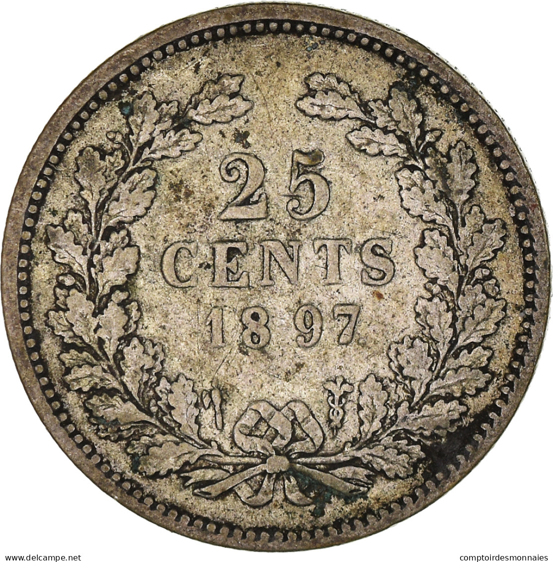 Monnaie, Pays-Bas, Wilhelmina I, 25 Cents, 1897, TB, Argent, KM:115 - 25 Centavos