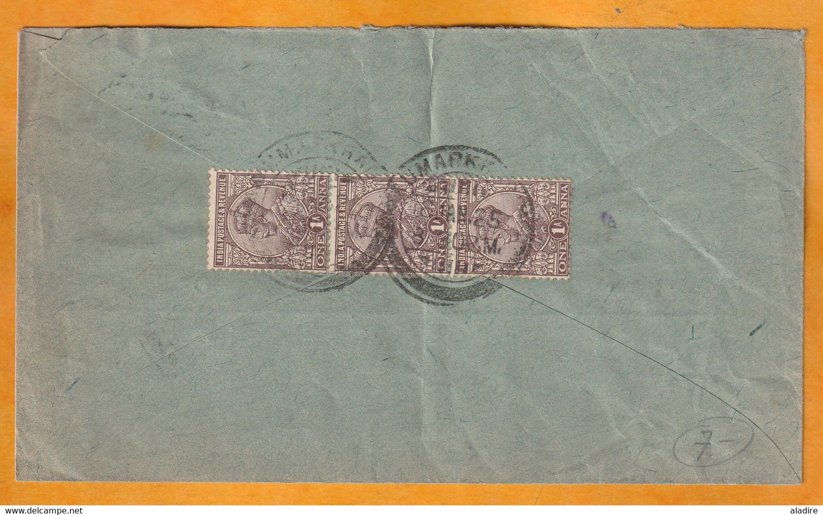 1925 - Enveloppe Commerciale Illustrée De Bombay Mumbai, Inde, GB Vers Berlin, Allemagne - Band Of 3 1 Anna Stamps - 1911-35 Roi Georges V