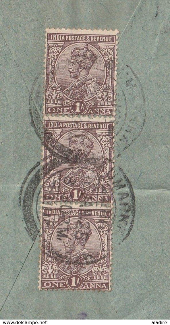 1925 - Enveloppe Commerciale Illustrée De Bombay Mumbai, Inde, GB Vers Berlin, Allemagne - Band Of 3 1 Anna Stamps - 1911-35 Roi Georges V