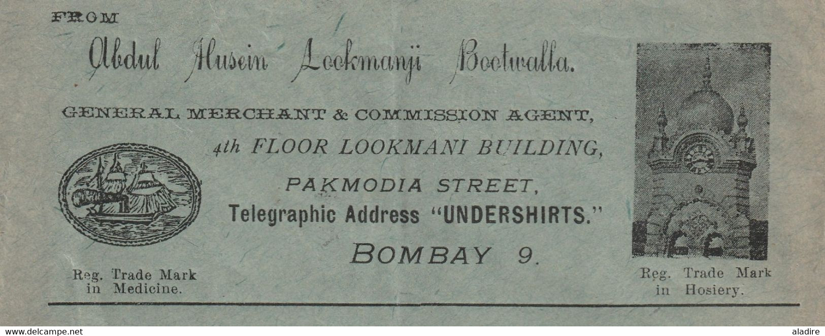 1925 - Enveloppe Commerciale Illustrée De Bombay Mumbai, Inde, GB Vers Berlin, Allemagne - Band Of 3 1 Anna Stamps - 1911-35  George V