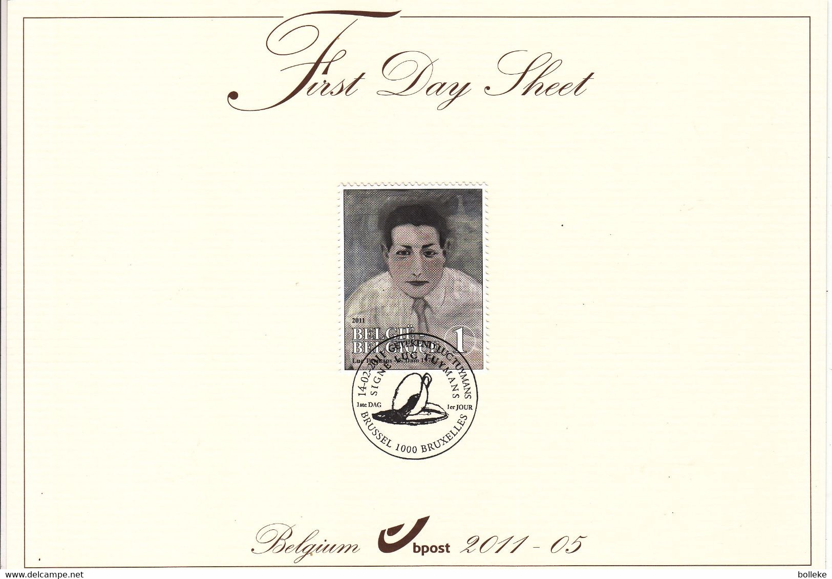 Belgique - FDC Sheet émis Par La Poste De 2011 ° - Oblit Bruxelles - Luc Tuymans - Peintre - - Cartas & Documentos