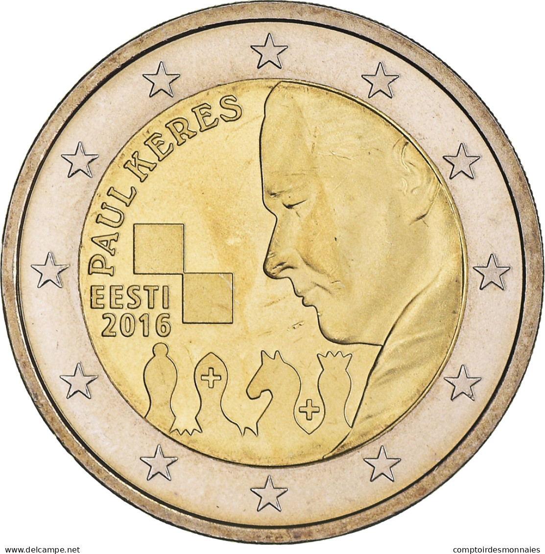 Estonie, 2 Euro, Paul Keres, 2016, Vantaa, SUP+, Bimétallique - Estonia