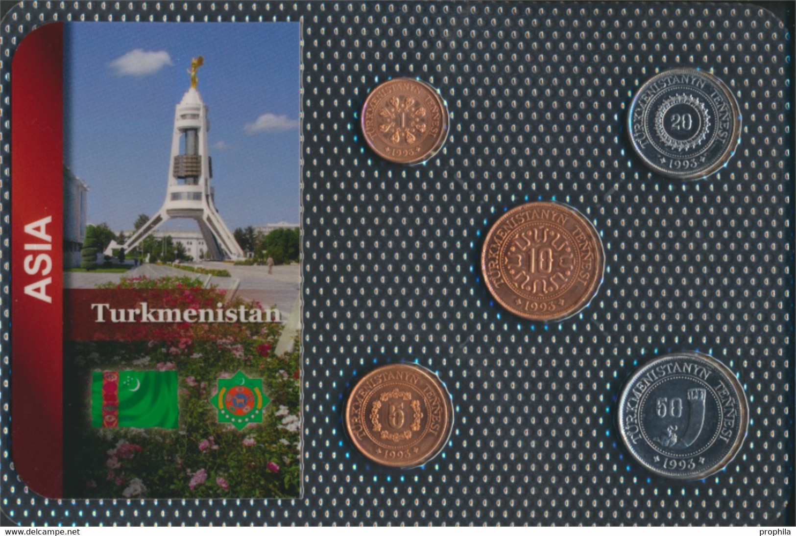 Turkmenistan 1993 Stgl./unzirkuliert Kursmünzen 1993 1 Tenge Bis 50 Tenge (9764342 - Turkmenistán