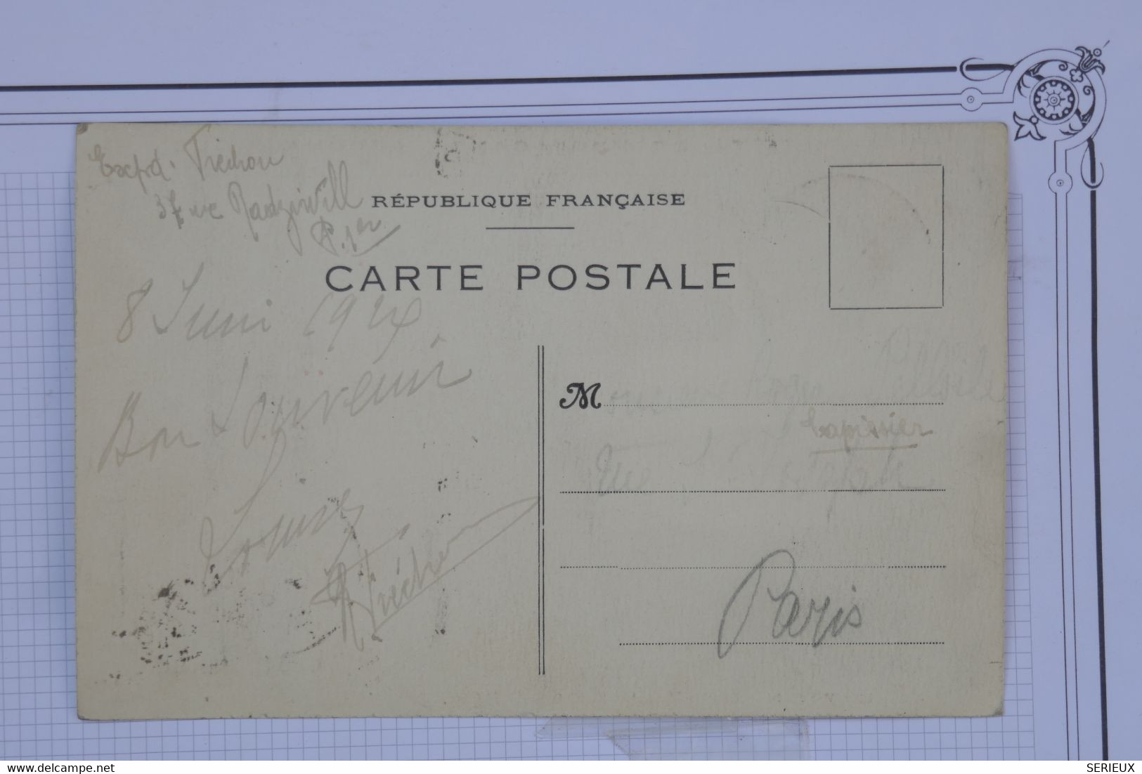 AU11 FRANCE  BELLE CARTE  1924 PAR  AVION EXPEDITION FREDROU  POUR PARIS +VIGNETTE VINCENNES MEETING+AFFRANCH. PLAISANT - 1960-.... Cartas & Documentos