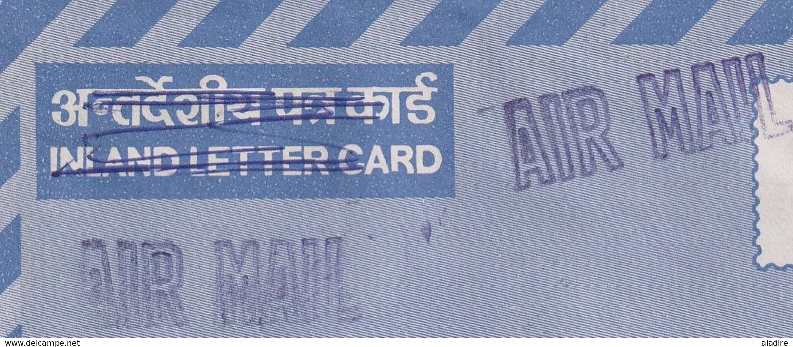 1993 - Entier Poste Intérieure Annulé, Avec Mention Air Mail De DELHI Vers Toulouse, France - Affrt 7 Dont Gandhi - Luchtpost