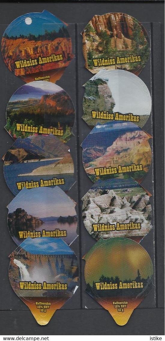 Switzerland, Coffee Cream Labels, Wild America, "Wildniss Amerikas", Lot Of 58. - Milchdeckel - Kaffeerahmdeckel