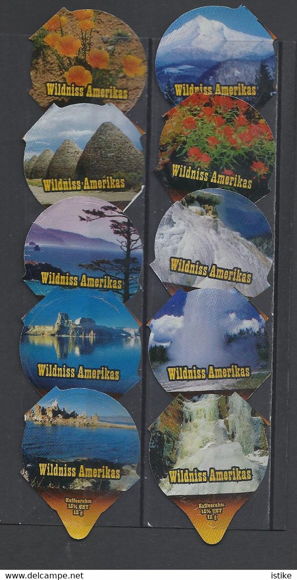 Switzerland, Coffee Cream Labels, Wild America, "Wildniss Amerikas", Lot Of 58. - Koffiemelk-bekertjes