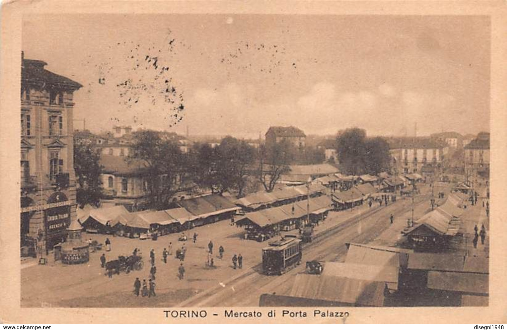 011453 "TORINO - MERCATO PORTA PALAZZO - PIAZZA DELLA REPUBBLICA" ANIMATA, MERCATO, TRAMWAY. CART SPED 1923 - Places & Squares