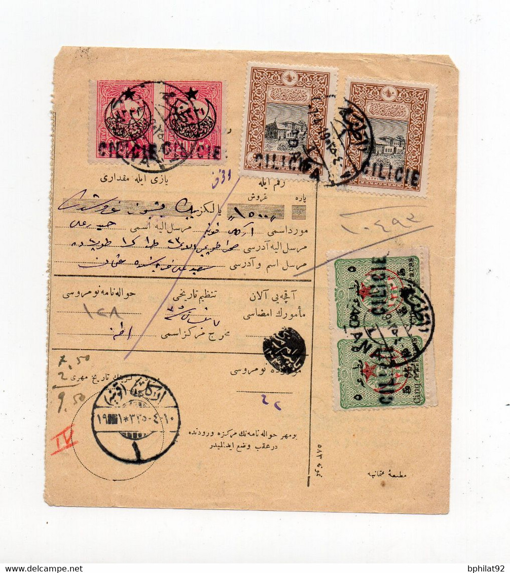 !!! CILICIE, RECEPISSE DE MANDAT D'ADANA DE 1919 - Covers & Documents