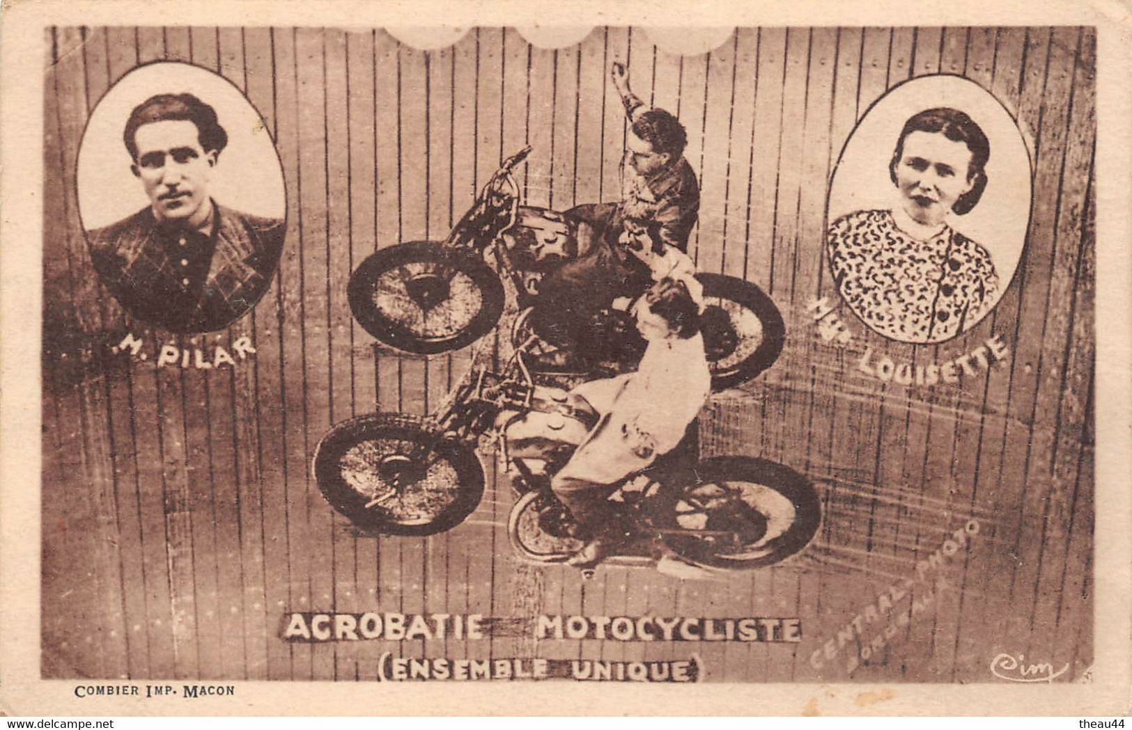 ¤¤  -  " M. PILAR Et Mme LOUISETTE " -  Acrobatie Motocycliste,  Motocyclettes, Moto, Motards - Motorbikes