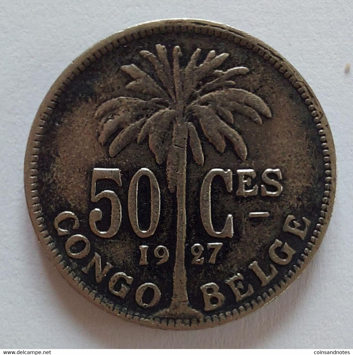 Belgian Congo 1927 - 50 Centiemes - Albert I - KM#22 - ZFr - 1910-1934: Albert I
