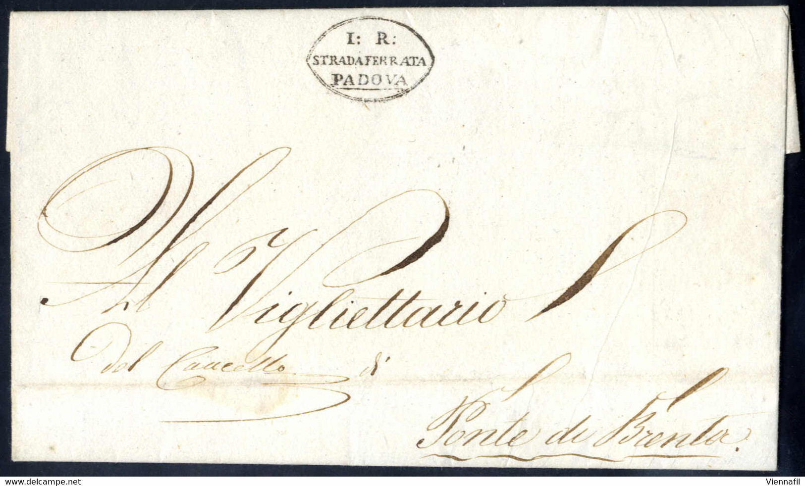 Cover 1843, Lettera Da Padova Il 3.10 Per Ponte Di Brenta Con Annullo Di Servizio "I: R: STRADA FERRATA" - Lombardy-Venetia