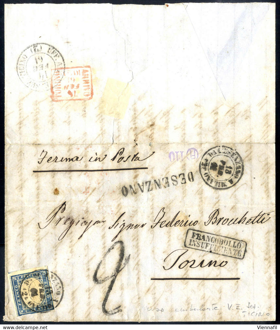 Cover 1861, Lettera Della "strada Ferrata Da Desenzano A Milano" Da "DESENZANO" (SD) (confine Ferroviario Dopo Il Ritiro - Lombardo-Veneto