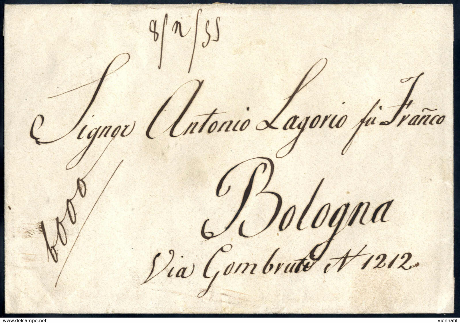 Cover 1859, Lettera Assicurata Da Genova Il 8.12 Per Bologna, Sul Verso Rarissima Etichetta Delle Ferrovie Dell Italia C - Stato Pontificio