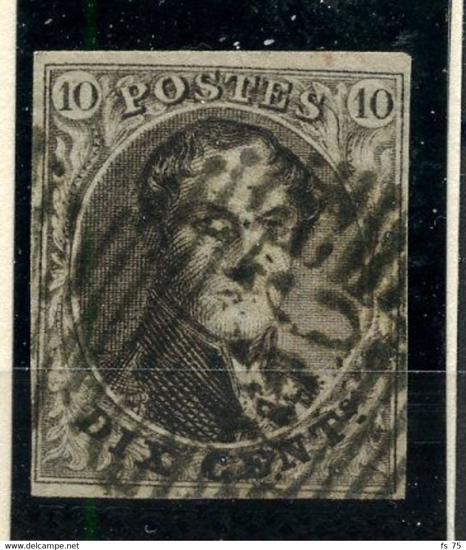 BELGIQUE - COB 3 10C BRUN PAPIER MINCE MEDAILLON MARGE OBLITERE - 1849-1850 Medallions (3/5)