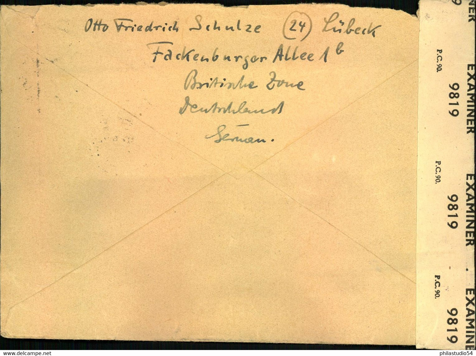 1946, Auslandsbrief Mit MeF 25 Pfg. Ziffer Ab LÖBECK. - Otros & Sin Clasificación