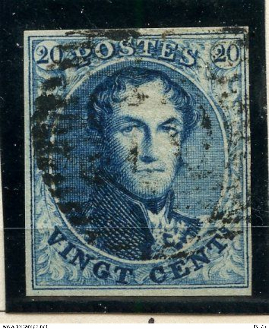 BELGIQUE - COB 4A - 20C BLEU CLAIR  PAPIER EPAIS MEDAILLON MARGE OBLITERE - 1849-1850 Medaglioni (3/5)