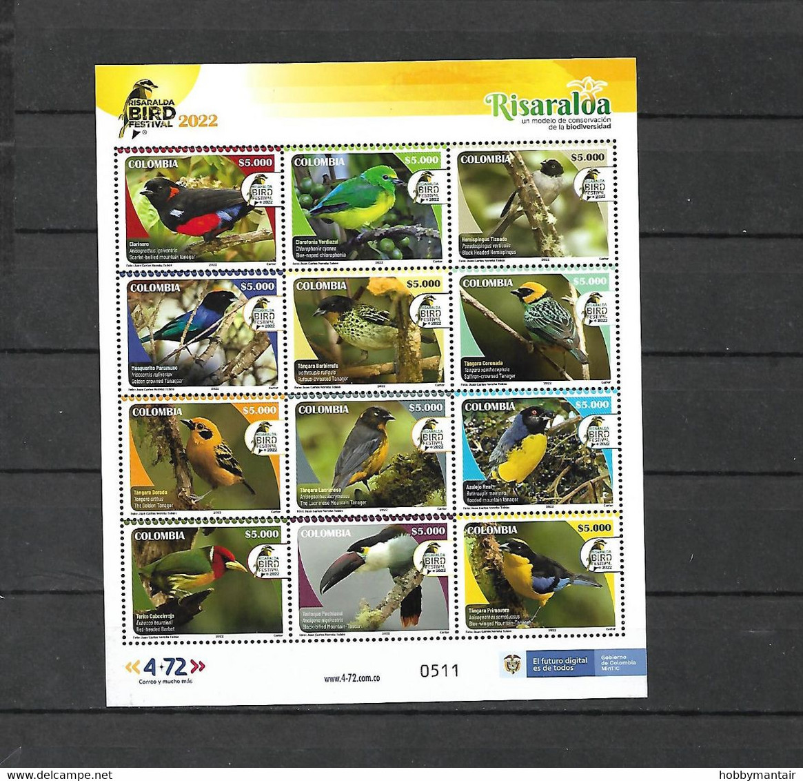 COLOMBIA, 2022 , BIRDS, S/S, MNH **NEW! - Otros & Sin Clasificación