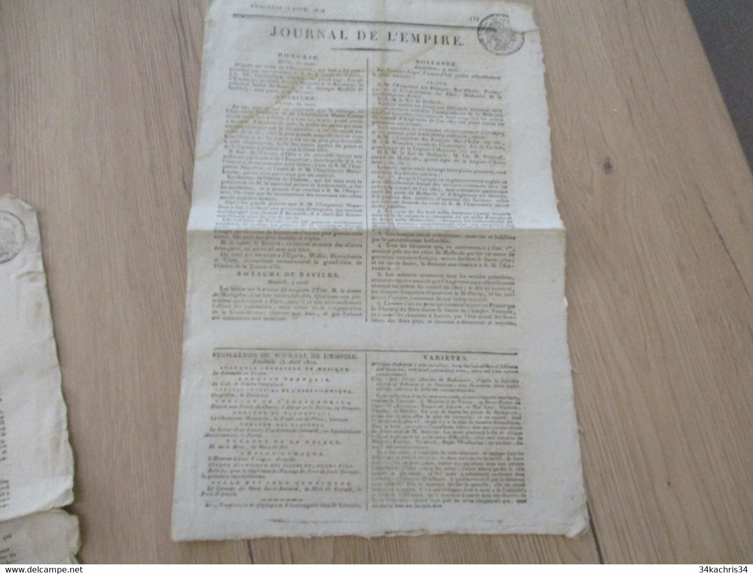 Journal De L'Empire 13/04/1810 Original En L'état - 1800 - 1849