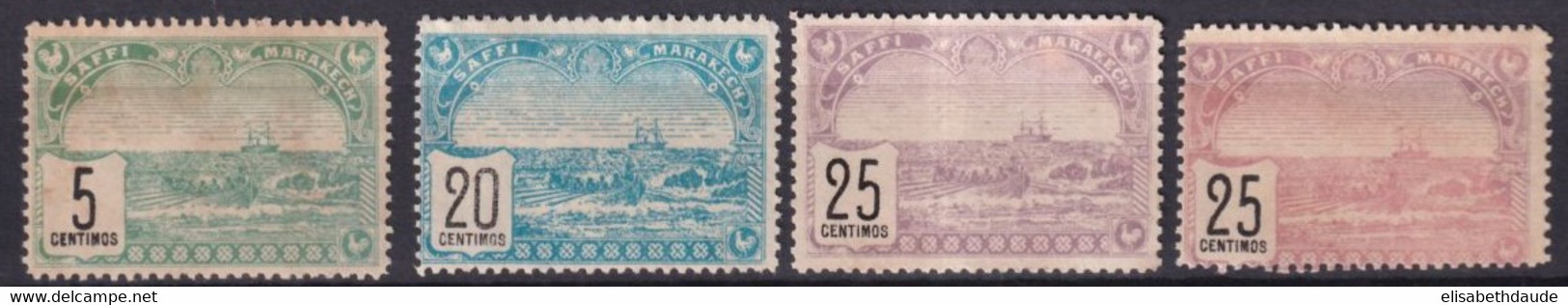 1899 - POSTE LOCALE Du MAROC - SAFI à MARRAKECH (RARE ET TOUJOURS SANS GOMME ! ) YVERT N°98+100+101 X2 - COTE = 500 EUR - Sellos Locales