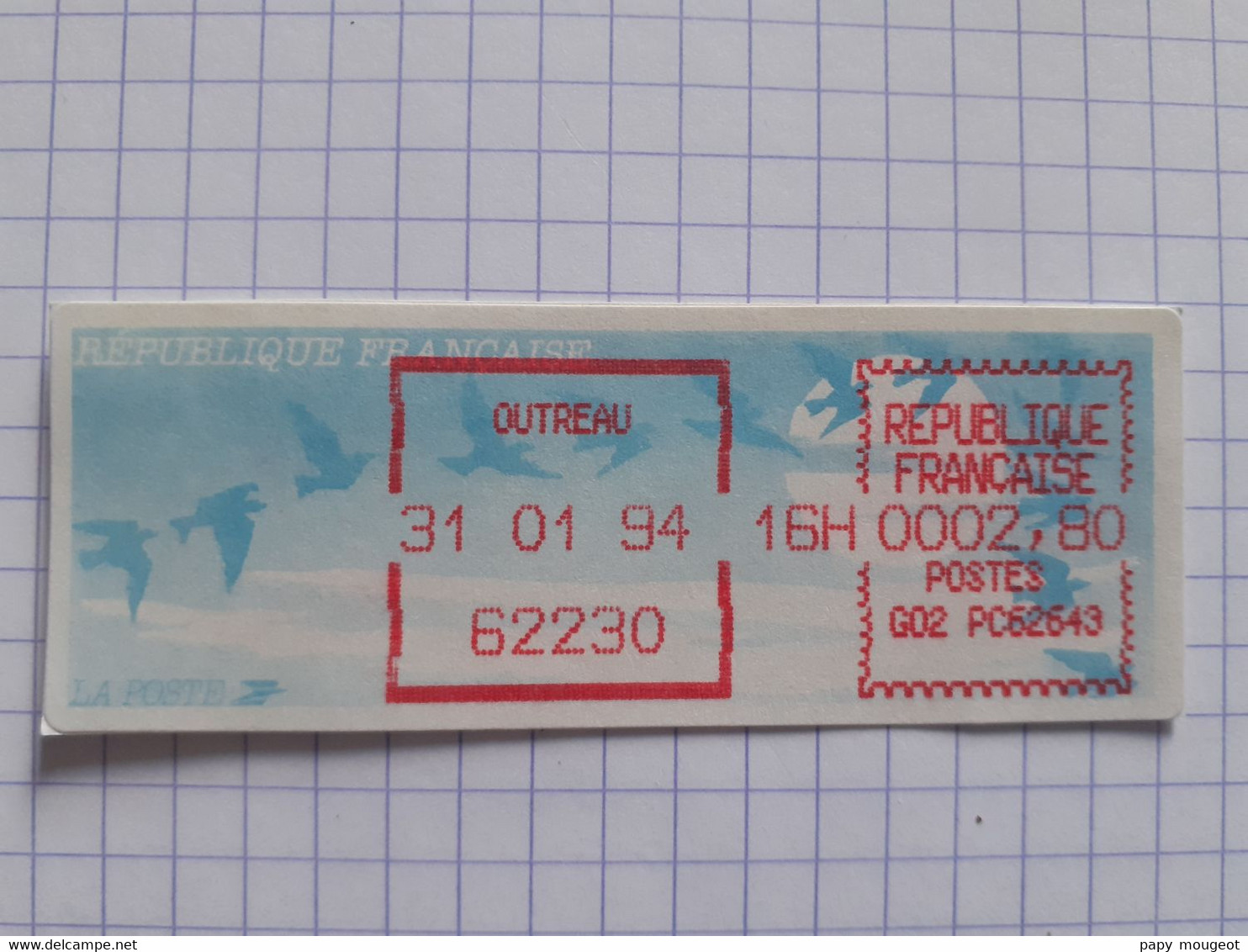 Outreau 62230 - 31-01-94 - G02 PC62643 Tarif 2.80 - 1990 « Oiseaux De Jubert »