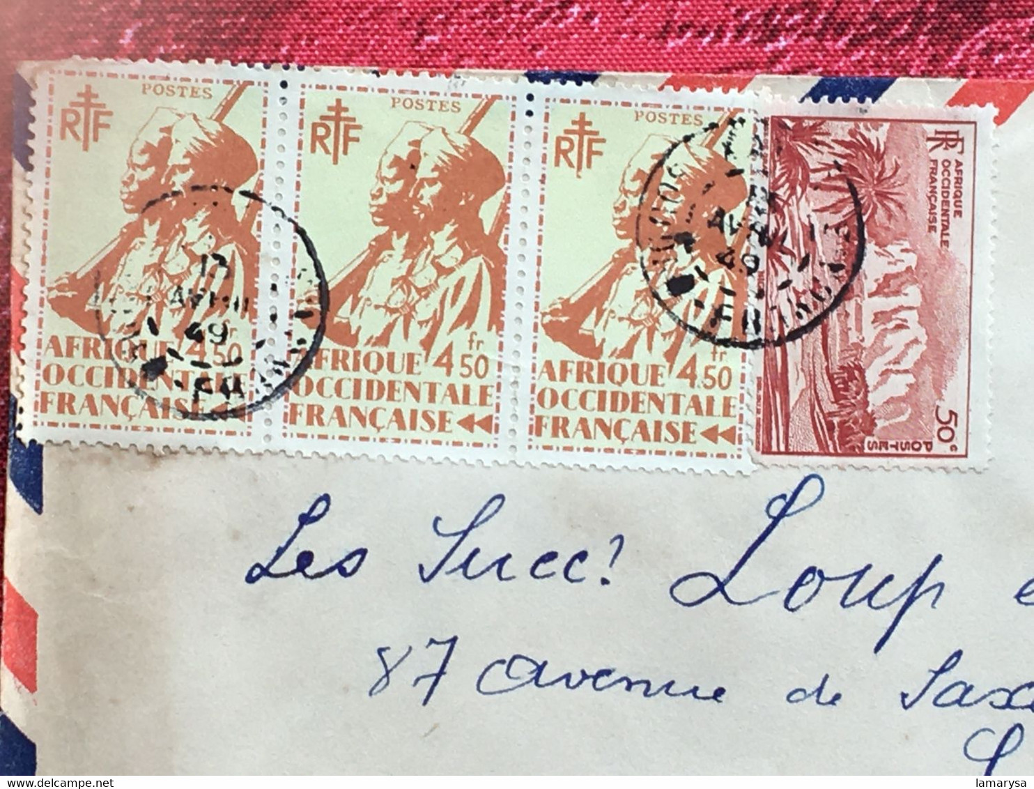 A.O.F-Soudan Français-☛(ex-Colonie Protectorat)Timbres Aff. Composé Lettre Document-☛1949-avion-Tarif - Brieven En Documenten