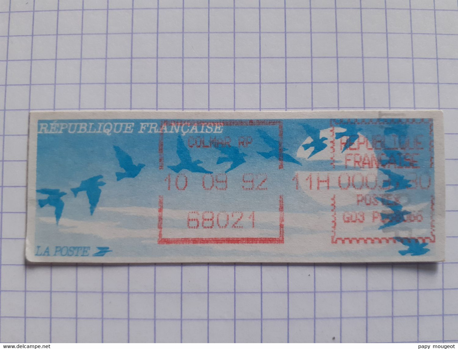 Colmar RP 68021 - 10-09-92 - G03 PC68066 Tarif 3.30 - Manque D'encre - 1990 Type « Oiseaux De Jubert »