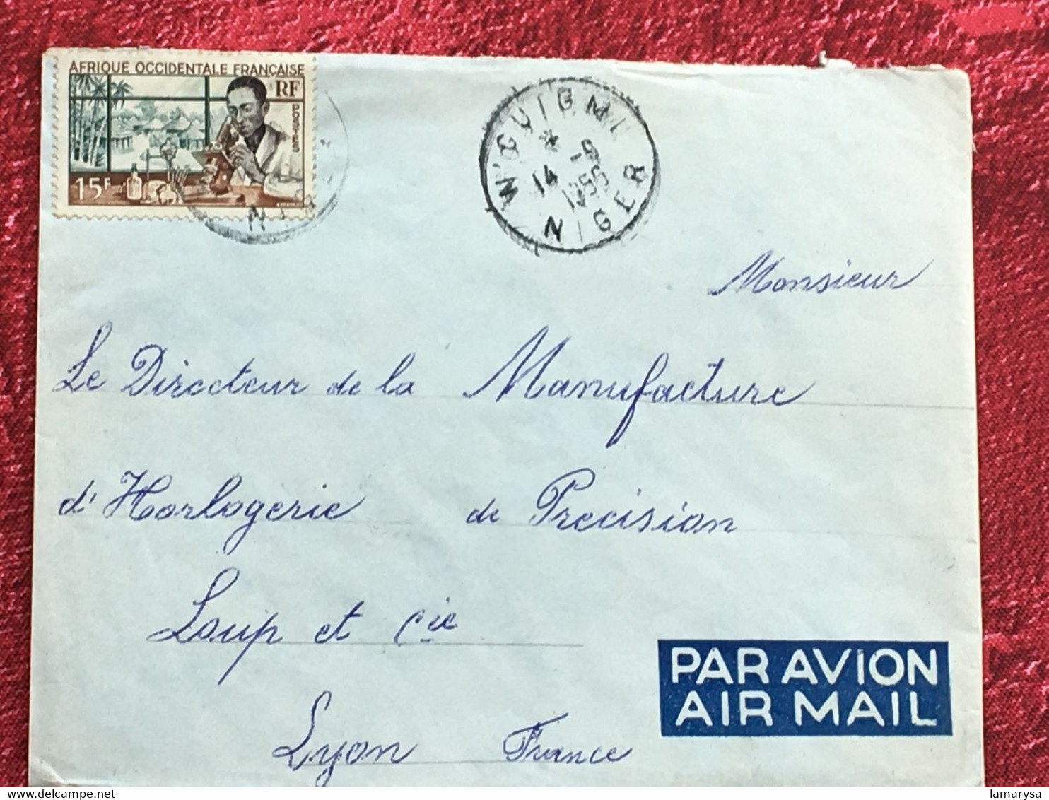 A.O.F- Niger Français-☛(ex-Colonie Protectorat)Timbre Seul Sur Lettre Document-☛1956-avion-Tarif - Covers & Documents