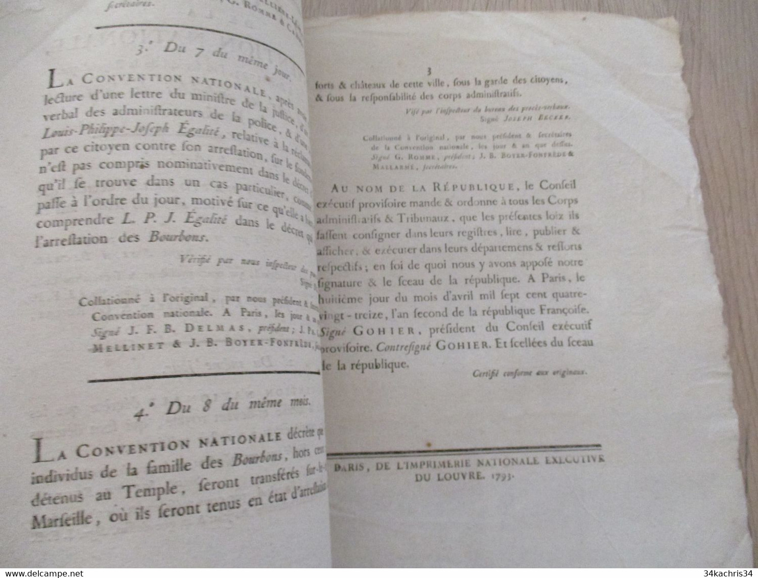 Décret De La Convention Nationale 1793 Révolution Relatifs à Tous Les Individus De La Famille Des Bourbons - Wetten & Decreten