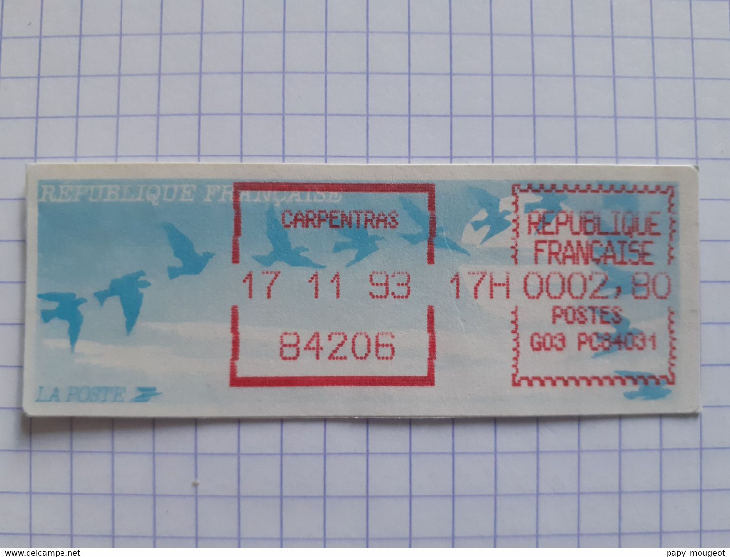 Carpentras 84206 - 17-11-93 - G03 PC84031 Tarif 2.80 - 1990 Type « Oiseaux De Jubert »