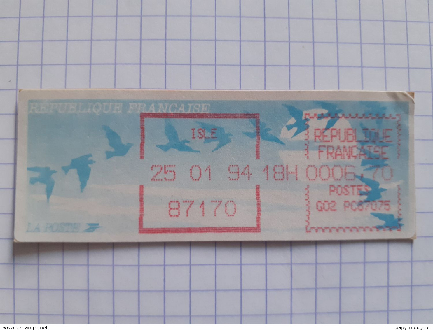 Isle 87170 - 25-01-94 - G02 PC87075 Tarif 6.70 - 1990 « Oiseaux De Jubert »