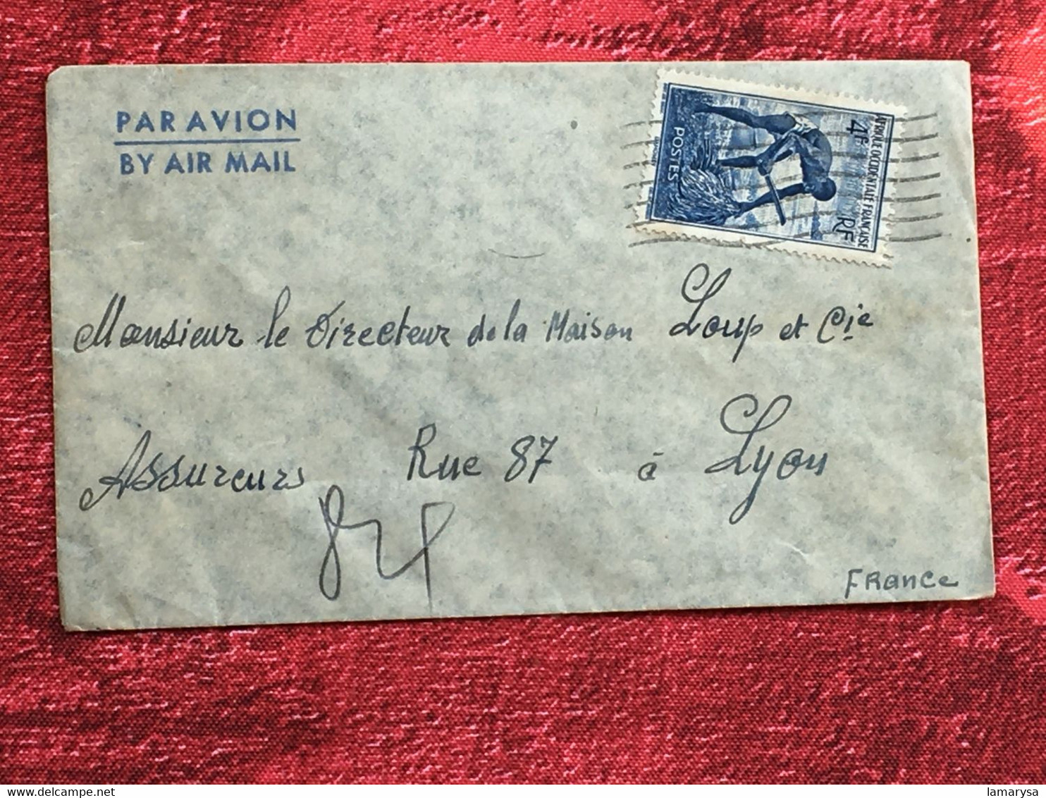 A.O.F- Dakar Français-☛(ex-Colonie Protectorat)Timbre Seul Sur Lettre Document-☛-avion-Tarif Poste Aérienne - Briefe U. Dokumente